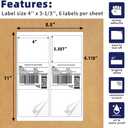 POLYSELLS Self Adhesive 3-1/3" x 4" Address Shipping Labels, 6UP White Sticker FBA Labels, Inkjet/Laser Printer Compatible, 6 Labels/Sheet, 500 Sheets/3000 Labels