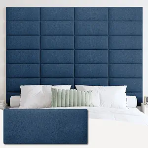 IFNOW Wall Mounted Headboard, Peel and Stick Panels, Navy Blue, Queen