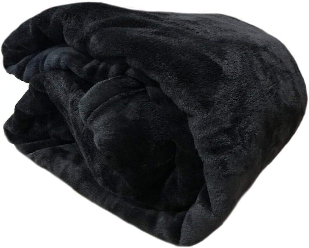 1 Piece Lightweight Couch All Season Solid Warm Cozy Super Soft Throw Flannel Fleece Micro Plush Bed Blanket King Size - Black