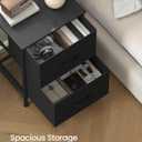 SONGMICS Dresser for Bedroom, Chest of Drawers, Nightstand, Steel, MDF, 2 Non-Woven Fabric Drawers, Storage Organizer Unit, Closet, Entryway, Ink Black and Ebony Black ULGS312B01S