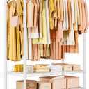 ULIFHOME P7 Rolling Clothes Rack, Clothing Racks for Hanging Clothes, Heavy Duty Garment Rack with Wheels, 3 Tiers Freestanding Portable Closet Rack 45''W 20.5''D 80.5''H, Max Load 480 lbs, White