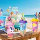 AFZMON 24 Sets Shark Party Favors Goodie Cups With Lids and Silly Straws Bulk, Shark Birthday Decorations for Kids Bags Stuffers Gifts