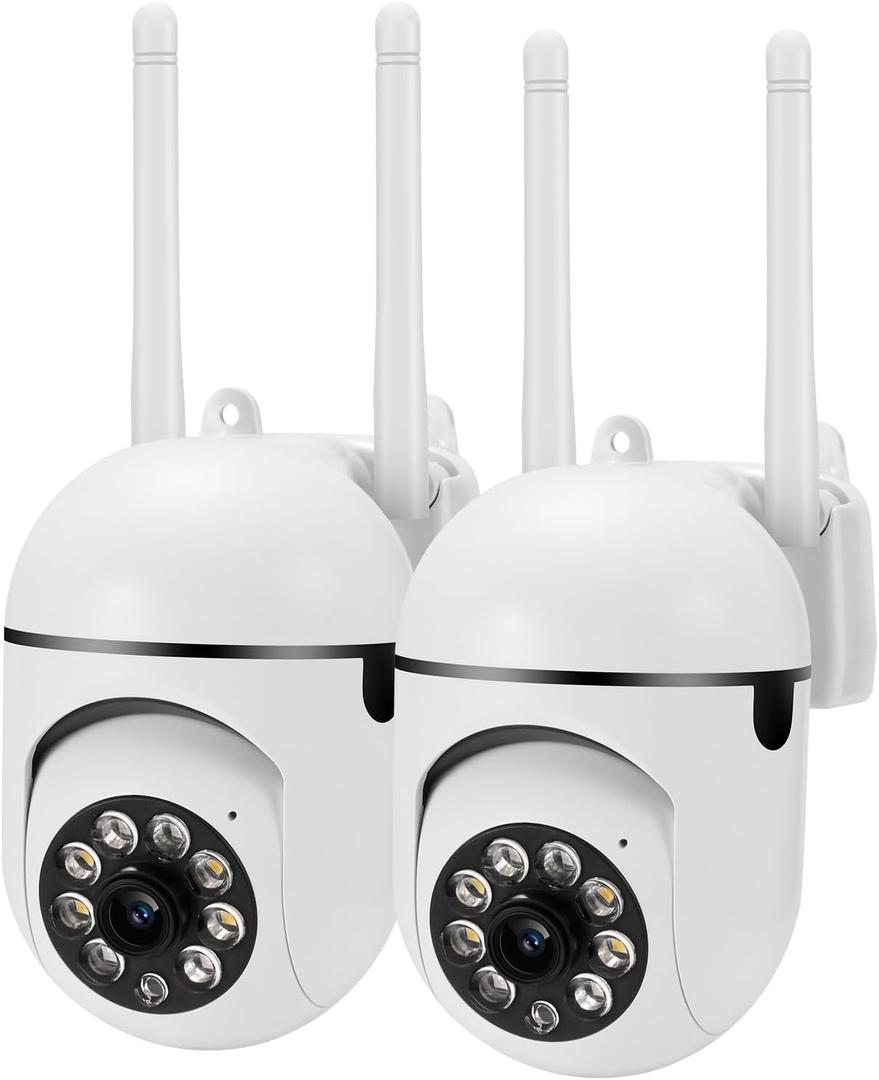 Security Camera Wired,2.4G/5G Indoor Outdoor Wireless Cameras for Home Security with Motion Sensor & Alarm,2-Way Audio, Colored Night Vision (2pack)