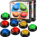 8pcs Buzzers for Trivia Games, Game Show Buzzers Buttons with 4 Lights Color and 4 Sounds, Answer Buzzer for Jeopardy Buzzer, Family Feud Game, Classroom Must Have, Games Night