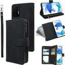 Compatible with BLU F91 5G 2022 Wallet Case and Premium Vintage Leather Flip Credit Card Holder Stand Cell Accessories Folio Purse Lanyard Phone Cover for Blue 91F 6.8 Women Men Black