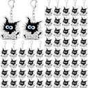 Ferreve 80 Pcs Funny Black Cat Keychains Employees Appreciation Gifts Bulk Its Fine Everythings Fine for Vet Cat Lovers Coworkers