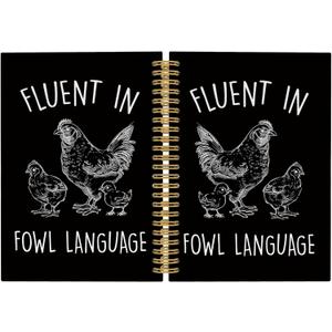 Funny Chicken Black Journal Notebook - Crazy Chicken Lady Notebooks College Ruled for Work School, Chicken Mom Gifts for Farmer, Office Supplies, Hardcover Spiral Notebook 5.5"x8.3"