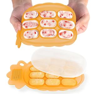 Haakaa Silicone Nibble Freezer Tray -Breastmilk Popsicle Mold - Baby Fruit Food Feeder Tray - Baby Food Maker - Ice Cube Tray - 4 Months+ Babies - BPA Free -Apricot
