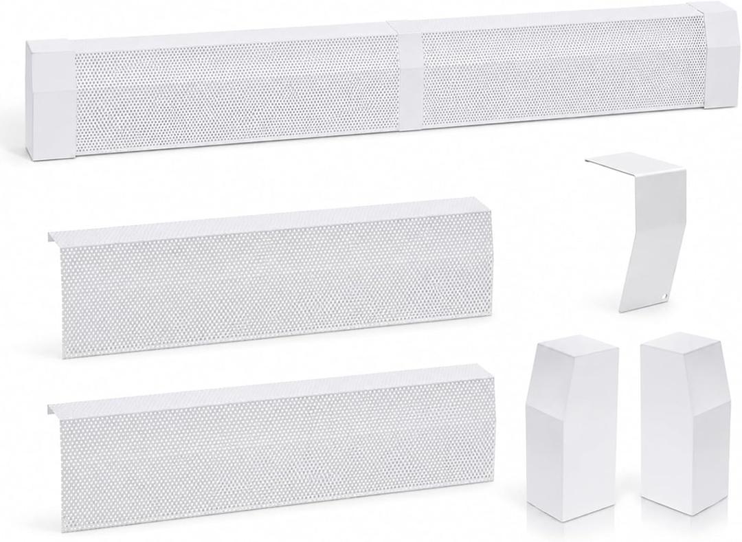 Upgraded Baseboard Heater Cover, Premium Series Compatible, 24-Gauge Galvanized Steel Slip-On with Left/Right Endcaps, Thickened Bending Design for Old Cover Replacement (white, 6 FT)