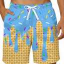 Cozople Mens Mesh Athletic Shorts Quick Dry Ice Cream Drip with Pockets (XL)