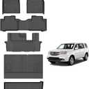 AIPOIL Floor Mats & Cargo Liner Set for 2009-2015 Honda Pilot All Weather Protection TPE Anti-Slip Automotive Full Set Custom Car Mats Accessories - Black