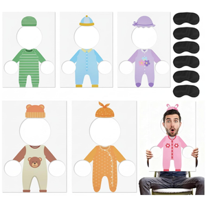 6 Set Baby Shower Games Party Favors, Gender Reveal Games Feed Me with 6 Pcs Kt Boards and 6 Pcs Eye Patches for Funny Baby Shower Party Activities Supplies(Gender-Neutral,Multicolor)
