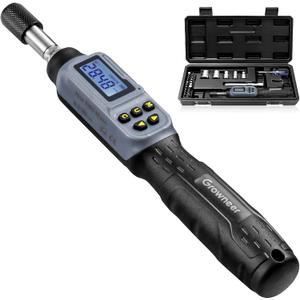 GROWNEER Digital Torque Screwdriver, 2.66-53.1 In-lbs/0.3-6 Nm, 1/4'' Drive Inch Pound Torque Screwdriver Electrician with Buzzer & LED Indicator, 27 In 1 Torque Wrench Screwdriver Set (Black)