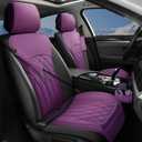 2 Pack Leather Front Car Seat Covers, Universal Sideless Car Seat Protectors with Storage Pocket and Seat Belt Pads, Waterproof Automotive Seat Cover for Cars Trucks SUV(Purple)