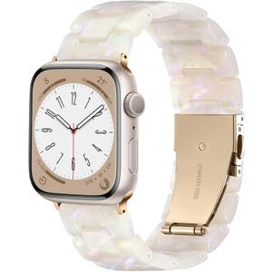 Lerobo Resin Band Compatible with Apple Watch Series 11/10/9/8/7 38mm 40mm 41mm 42mm 44mm 45mm 46mm 49mm,Fashion Lightweight Strap for iWatch Series 6/5/4/SE/Ultra 3 2 1 Wristband Replacement for Women Men (Colorful Ivory White - Rose Gold) Size: 38mm/40mm/41mm/42mm(Series 11 10)
