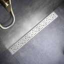 Sharp-tec 24 inch Linear Shower Drain, Brushed Rectangular Floor Drain, V-Shape Design Drain Channel, 304 Stainless Steel, cUPC Certificated for Bathroom Shower Room (Drain Base is Not Included)