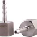 DERNORD 1/4" Barbed Hose x 1/2" NPT Female - Home Brew Fitting 304 Stainless Steel Pack of 2