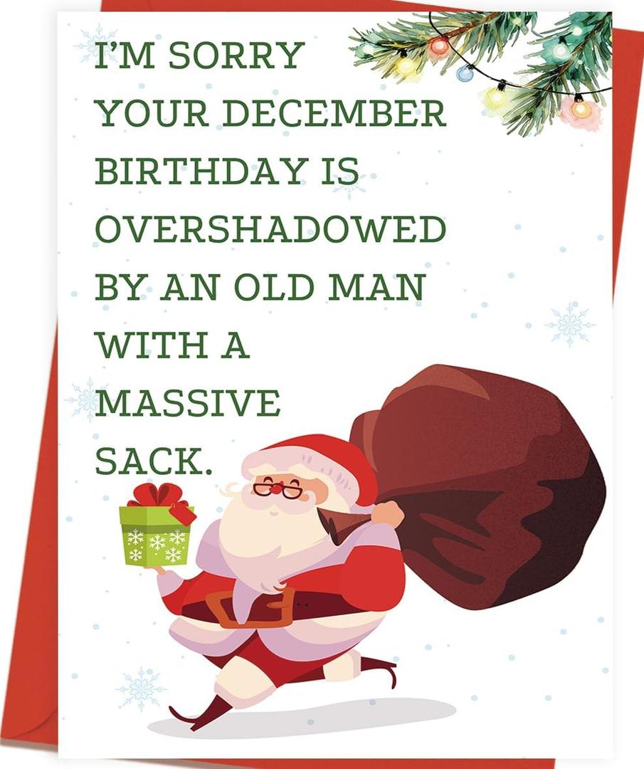 3 x OJsensai Funny December Birthday Card for Women Men, Hilarious Christmas Birthday Card Gifts for Him Her Adult