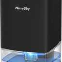 NineSky Dehumidifier for Home, 30oz Water Tank,(300 sq.ft) Dehumidifiers for Bedroom, Bathroom, Basement with 7 Colorful Lights, Auto Shut Off(C1 Black)