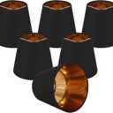 Small Lamp Shade Clip on Bulb for Candelabra Bulbs, Mini Lampshades for Chandeliers, Home Decor Barrel Black Lampshade for Table Chandelier Wall Lamp Ceiling Lamps 4x6x5 Inch 6Packs