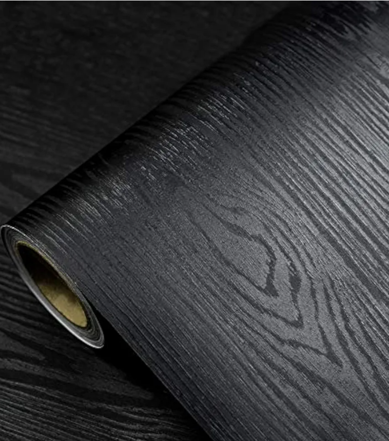 Aliyya Black Wood Wallpaper Peel and Stick 23"X80" Black Contact Paper Wood Texture Self-Adhesive Removable Renovation Vinyl Wallpaper for Countertop Furniture Kitchen Wall Decor