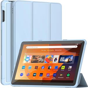 Fire HD 10 Tablet Case (13th Gen, 2023), DJ&RPPQ Dual Angle Lightweight Trifold Stand with Soft TPU Back Case for Fire HD 10 Kids & Kids Pro Tablet, Auto Wake/Sleep,Not fit 10in Sony Nokia-Sky Blue