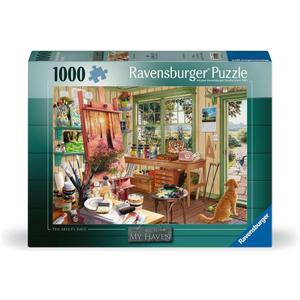 Ravensburger My Haven Artist's Shed 1000 Piece Jigsaw Puzzle | Relaxing Puzzle Imagery | Every Piece Unique with Softclick Technology | Durable Blueboard Made from Eco-Friendly Materials