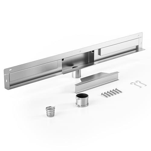 Bernkot Linear Wall Drain 36’’, 304 Stainless Steel Side Drain w/Tiled Grate & Hair Strainer, Brushed Tiled Shower Drain for Bathroom, CUPC Certified