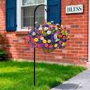 Homsunny Artificial Hanging Flowers Plants with Basket for Outdoors - Fake Petunias Flowers Fake Silk Morning Glory Planter for Outside Porch Patio Balcony Garden Spring Summer Decor(Color Blending)