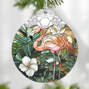 Flamingo Stained Glass Ornament, Christmas Ornaments – Christmas Tree Decorations, Holiday Decor, Stocking Stuffer, Gift Idea, Gifts for Flamingo Lover, Friend, and Family