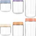 Overnight Oats Containers with Lids, 10 & 16 & 24 oz Wide Mouth Mason Jars with Lids, 6 Pack Glass Jars with Airtight lid for Chia Pudding Yogurt Salad, Meal Prer Oatmeal Jars (MultiColor)