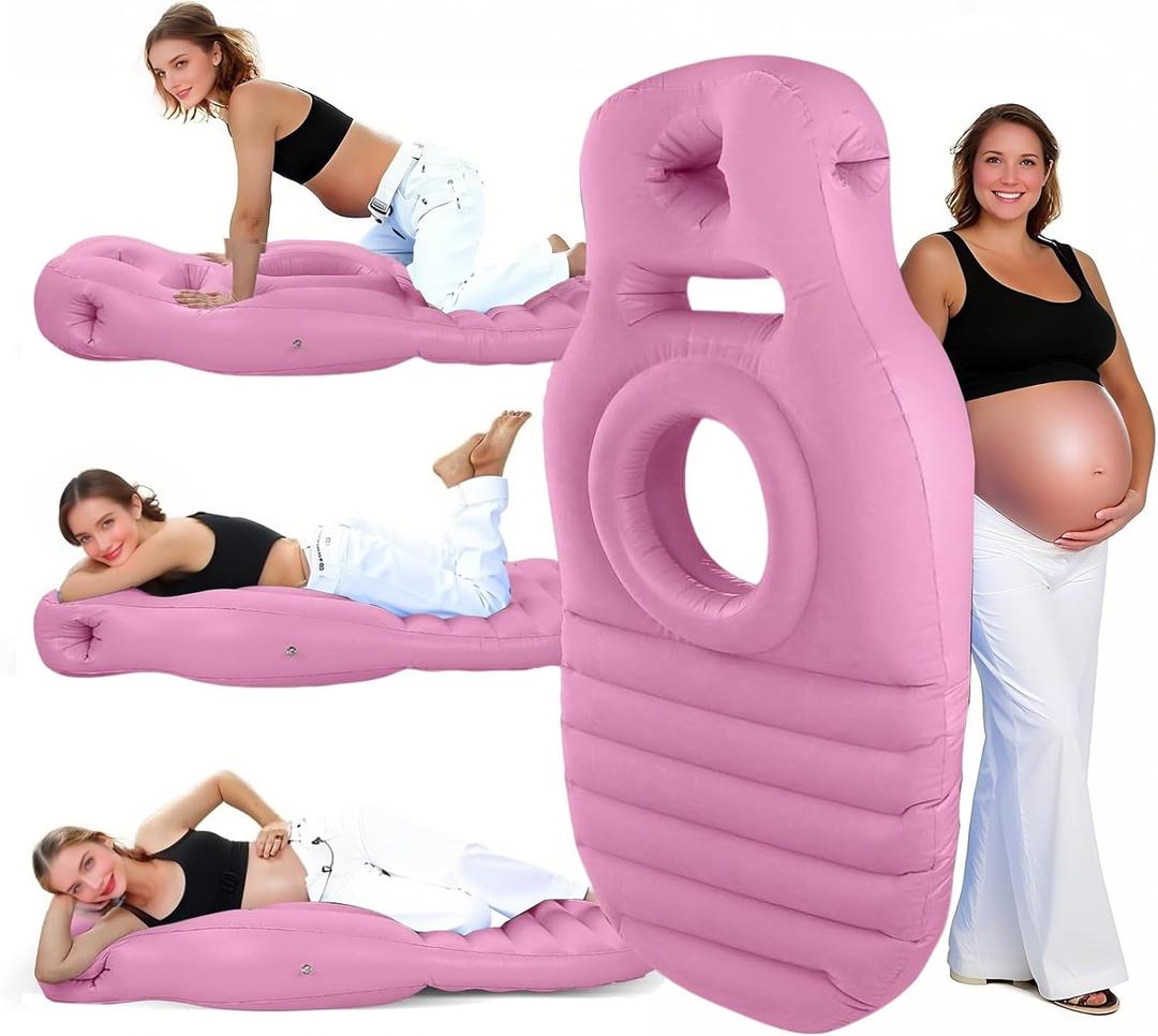 Pregnancy Pool Float with Belly Hole,Nflatable Portable Pillow,Stomach Sleeping,Relieves Back Pain & SPD,Pregnancy Float Used in Any Scene,Comfort Solution for Pregnancy,Electric Air Pump (Pink)