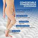 Compression Tights Women, 20-30mmHg Graduated Support Compression Pantyhose Footless Medical Compression Stockings High Waist Compression Leggings for Varicose Veins, Edema, DVT(Beige, Small)