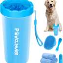 Professional 7 in 1 Dog Paw Cleaner for Dogs & Cats - Includes 1 Portable Paw Washer, 1 Bath Brush, 2 Dog Toothbrushes and 3 Absorbent Towels Note: Fits Paws 2.5 to 3.5 Inches Wide (Large, Blue)