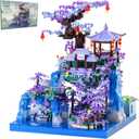 Peach Blossom Pond Japanese Architecture Building Blocks Set for Adults and Kids, Micro Mini Bricks Cherry Blossom Tree House Building Kit 2500+PCS Green, 7.1 inches x 7.1 inches x 8 inches