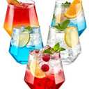 BESTSTAR 40 PCS Clear 12 Oz Plastic Wine Whiskey Glasses, Diamond Stemless Unbreakable Disposable Wine Glasses for Parties, Ideal for Weddings, Christmas, Halloween, Holidays, Pool Party, Daily Use