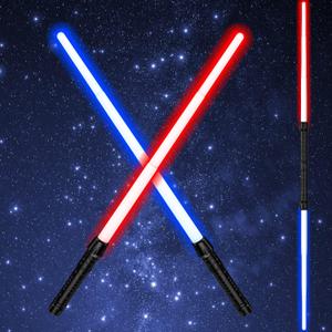 Light Saber, Light Sabers for Kids with FX Sound, 2 in 1 Expandable Light Swords Gift Set for Birthday, Halloween Party, Galaxy War Fighters and Warriors
