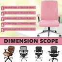 Tegeme Set of 4 Faux Fur Office Chair Covers Set with Armrest Covers, Computer Universal Stretchable Chair Seat Protector Washable Jacquard Computer Seat Slipcovers for Home Office(Pink)
