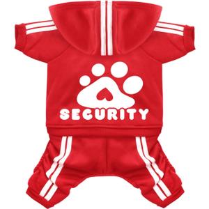 Dog Hoodie Security Clothes 4 Legs Dog Jumpsuit Sweatshirt Hoodies Soft & Warm Dog Outfit Pullover Dog Winter Clothes Sweater for Small Medium Large Dogs Cats (Red, Medium)