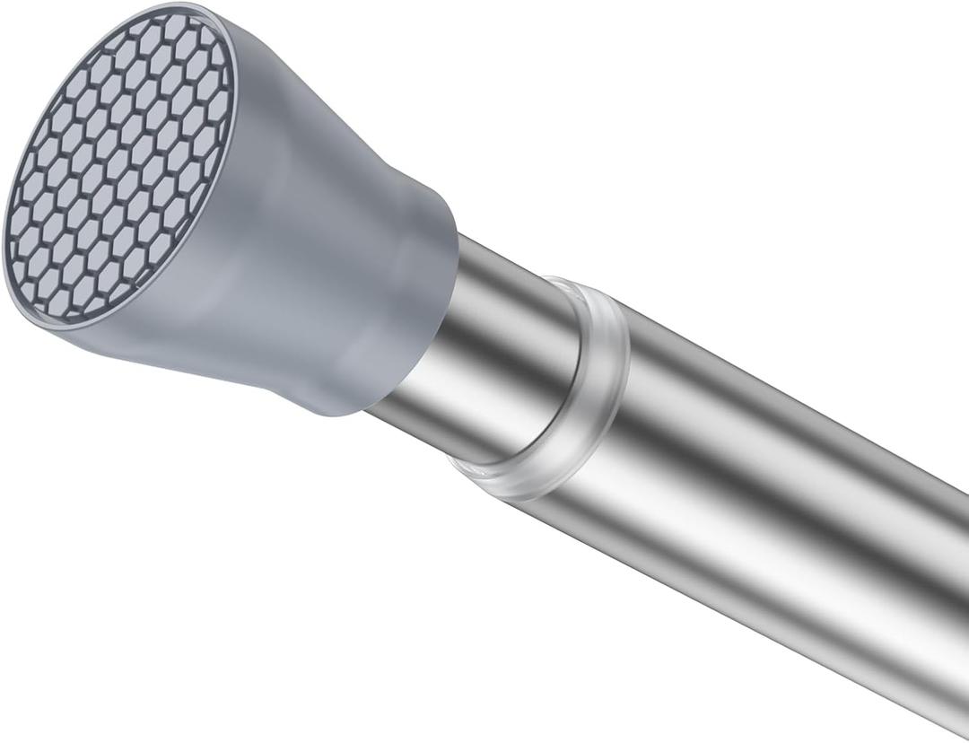 Tension Rods for Windows 28 to 48 inch, Non Slip Spring Tension Curtain Rod No Drill, 7/8" Tension Rod for Small Shower Stall Bedroom Doorway Closet Door, Silver