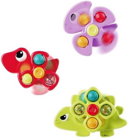 Givzan 3PCS Dinosaur Suction Cup Toys for 1 Year Old Boys Girls | Sensory Baby Bath Toys for Toddlers 1-3 | Infant Travel & Window Toys | Birthday