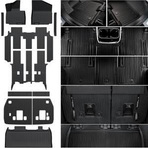 Floor Mats Set for 2022-2025 2026 Kia Carnival (Gas Only), All Weather TPE Backrest Mat Trunk Lower Well Mat Cargo Liner Door Sill Guards Accessories (Full Mats Set for Full Coverage)