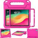 SUPLIK Kids Case for iPad 11th Generation (A16 11-inch,2025) / 10th Generation (10.9-inch 2022), Built with Screen Protector and Pencil Holder, Durable Shockproof Handle Stand Cover, Pink (Pink)