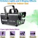 Upgraded Fog Machine, Mini Smoke Machine 2000CFM Fog Output 8 LED 13-colors Lights with Wireless Remote Support Timing, 500W Auto Spray Fogger for Christmas Halloween Party DJ Show Wedding Indoor Use