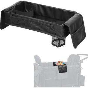 Stroller Snack Tray with Anti-Falling Bottle Holders for Wonderfold Wagon,Waterproof Faux Leather Interior,Easy to Install and Remove (W4)