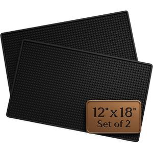 Premium Rubber Bar Mat Pack of 2 18" X 12" 1cm Thick Anti-Skid Non-Toxic Rubber Bar Mats for Countertop, Home Bar, Restaurants - Best Bar Spill Mat for You