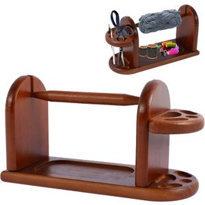 Wooden Yarn Holder for Knitting Crochet, Horizontal Yarn Spinner with Slots, Stable Yarn Rack Stand, Yarn Ball Dispenser, Yarn Storage Organizer Yarn Spinner Holder, Crochet for Knitting Lovers