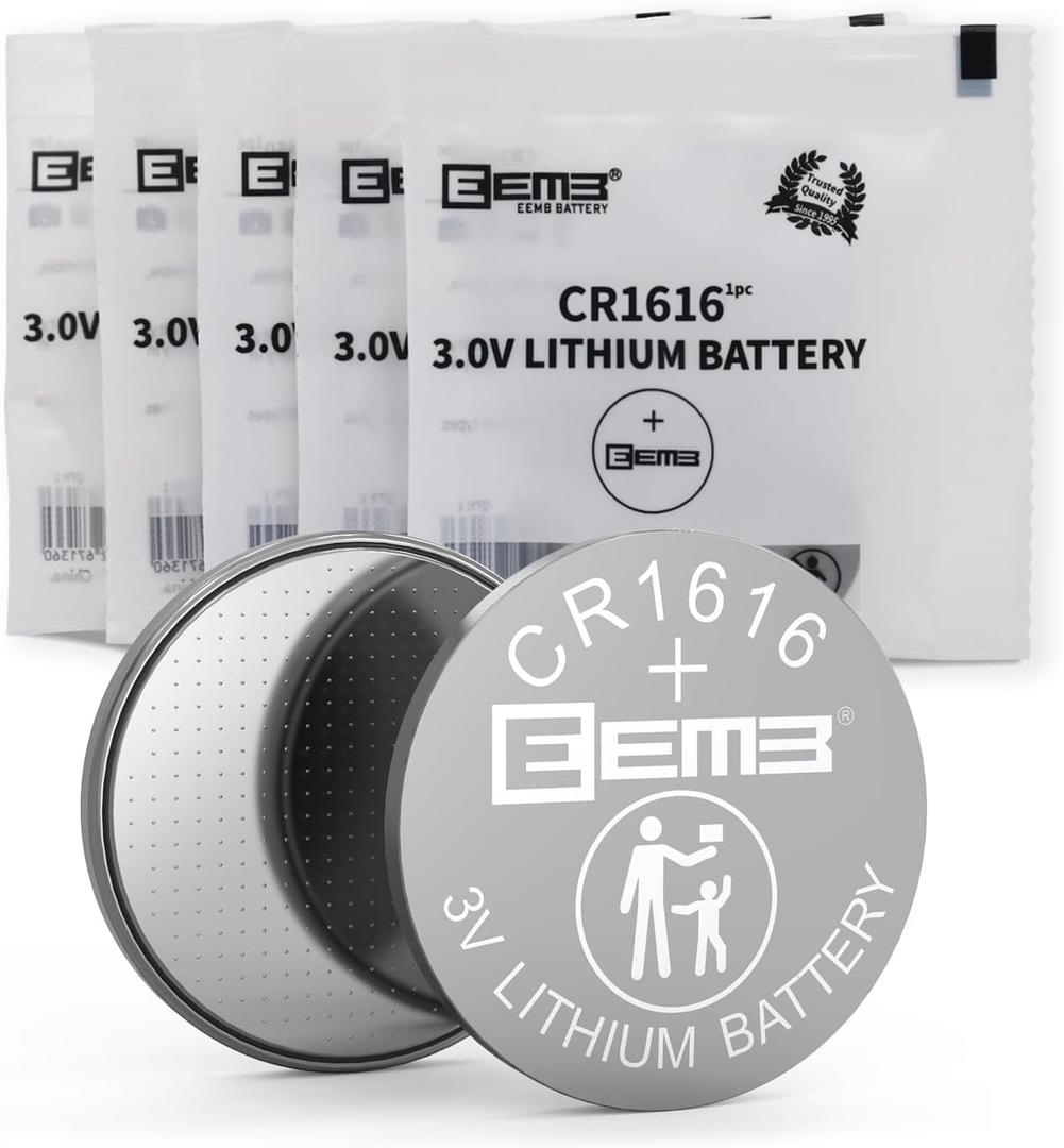 EEMB 5 Pack CR1616 Battery 3V Lithium Button Coin Cell Batteries 1616 Battery DL1616 ECR1616 for Re-Mote Control, Watch, Calculator, Electronic Note-Book, Thermometer, Mobile Game