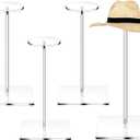 Chunful 4 Sets Acrylic Hat Stand Wig Display Rack Clear Pedestal Stand Baseball Hat Rack Square Round Acrylic Risers for Tabletop Display Watch Jewelry(12 Inch)