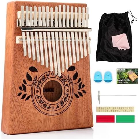 UNOKKI Kalimba 17 Key Thumb Piano, Portable Mahogany Mbira Finger Piano with Instruction, Carrying Bag, Tune Hammer, Holiday Gift for Kids, Light Brown - Musical Instruments for Kids